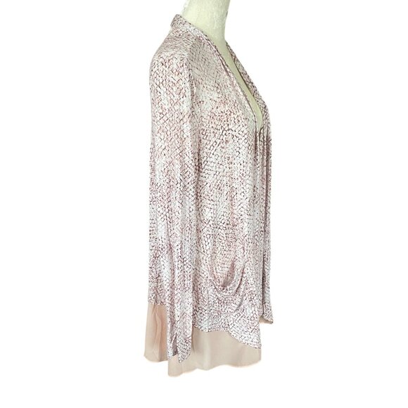 LOGO by Lori Goldstein pink purple long sleeve open stretchy cardigan women's M - Picture 2 of 9